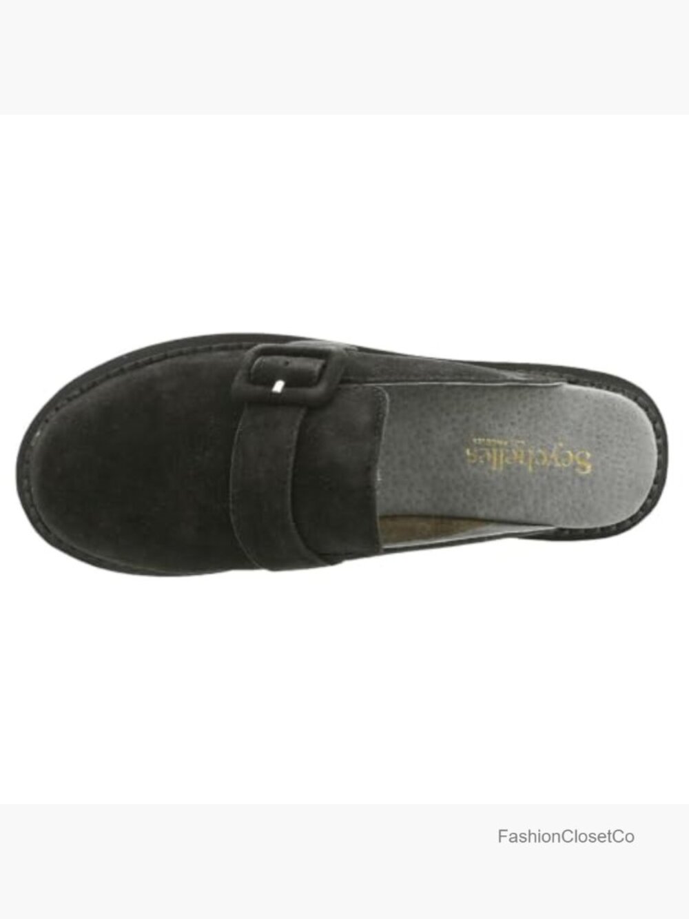 Suede Slip-On Mule with Buckle Strap Detail, Platform Heel - Picture 2 of 6